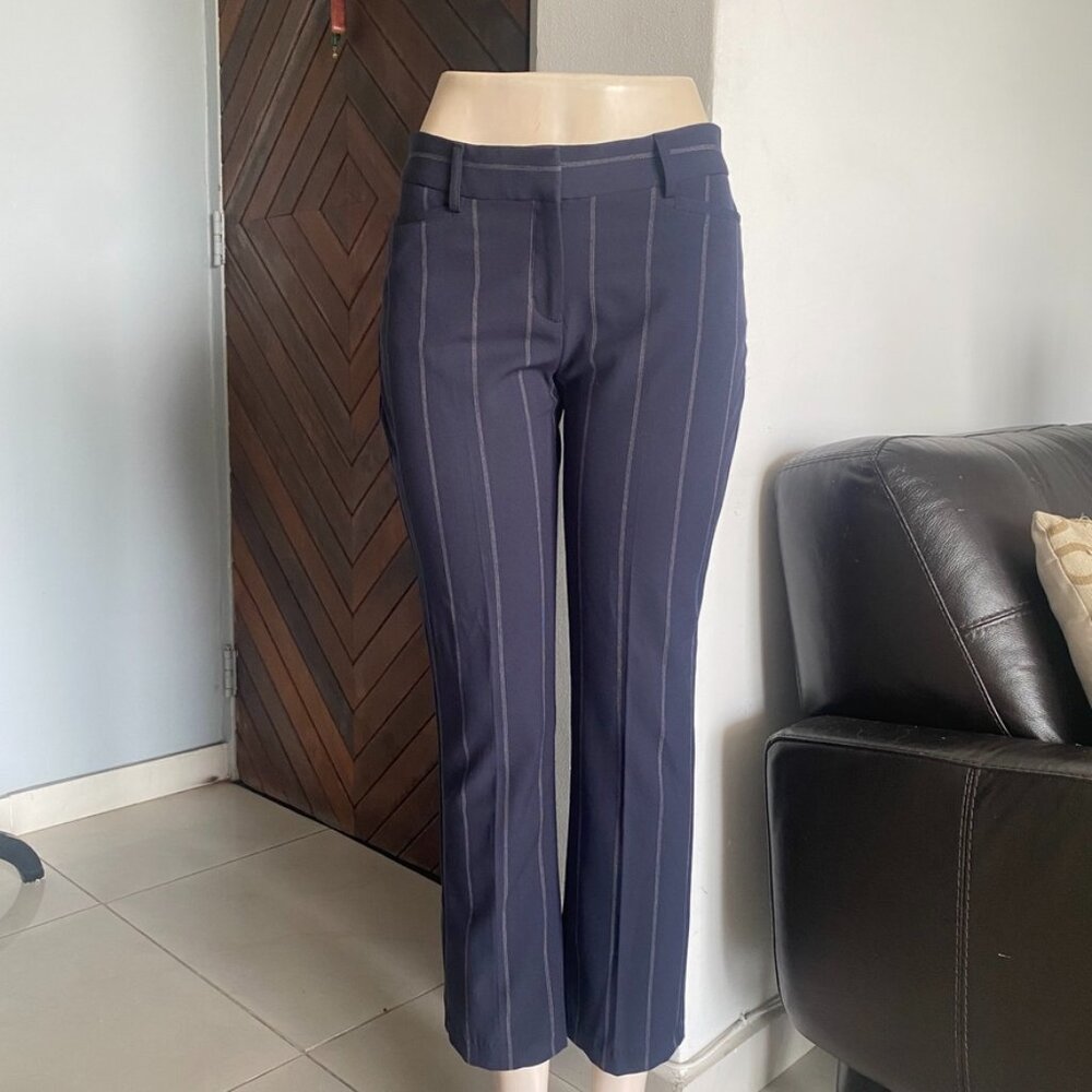 Express Women's Striped Pants "Columnist Barely Boot Leg" Midrise Stretch Sz 6